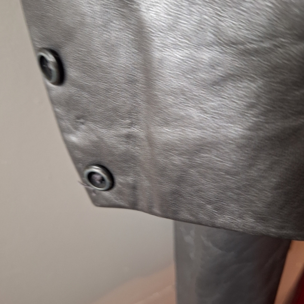 Neiman Marcus VAKKO New York 7/8" Length Pewter Metallic Genuine Leather Coat - Picture 9 of 9